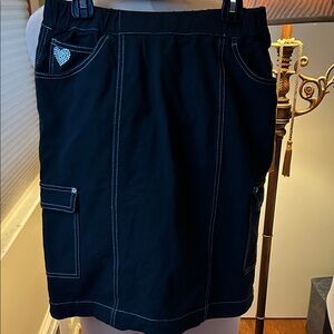 Quacker Factory Dream Jeans Black skort with Pockets Sz xs